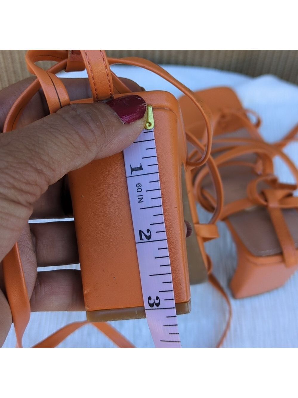 Shein Orange Lace Up Shoes Size 6 - Picture 9 of 9